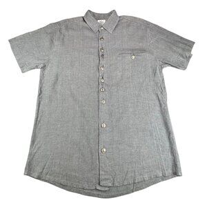 Amann Shirt Mens 42 Linen Viscose Short Sleeve Button-Down Grey